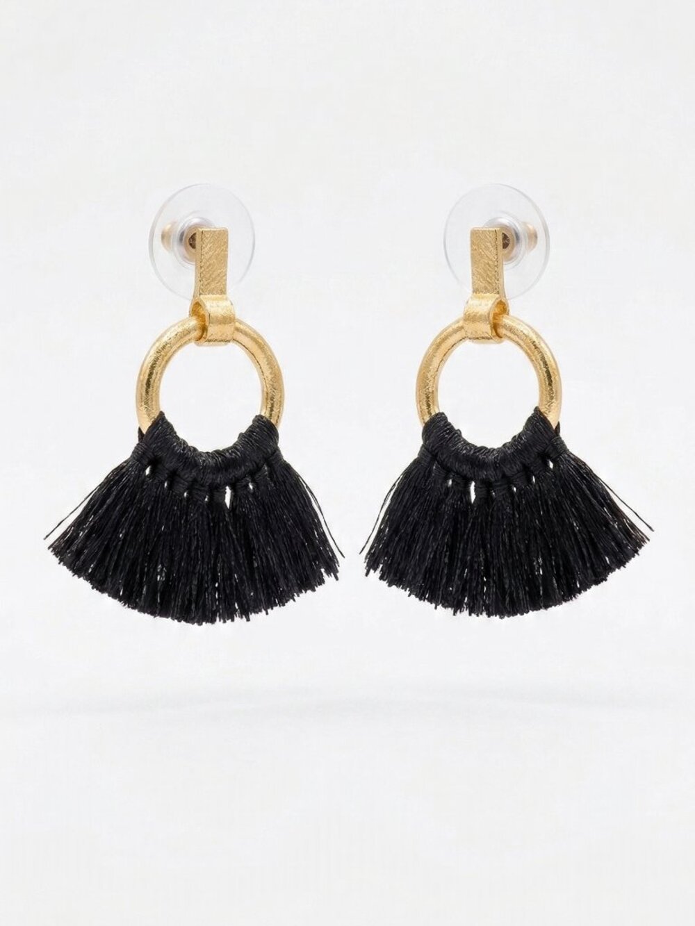 Gold & Black Tassel Fringe Earrings